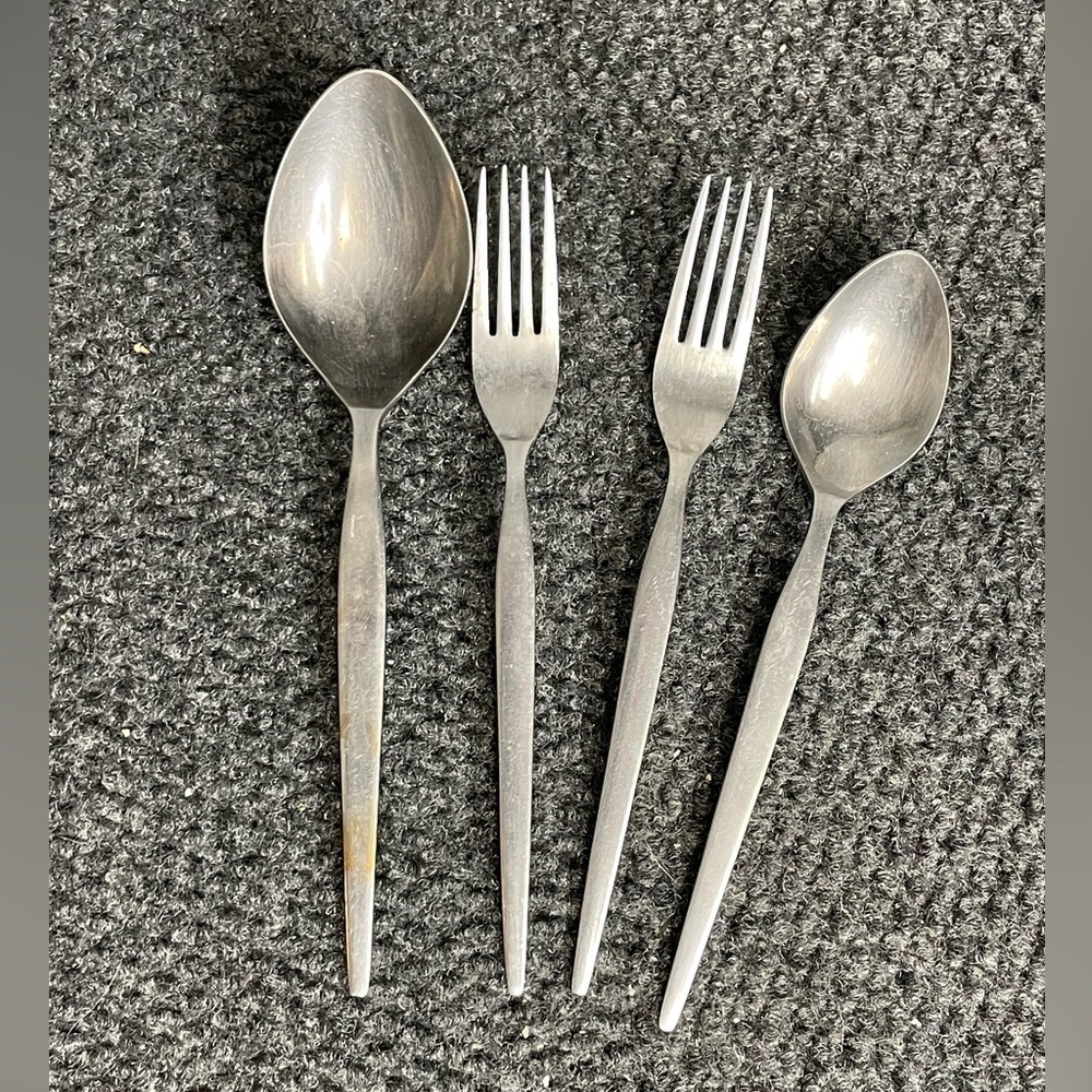 EPIC Stainless MCM Serving set Forks Spoons 60s Modern Silver